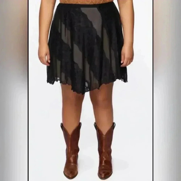 Forever21 Skirt Whimsy Goth Lace Mesh Lingerie Black  L - Picture 1 of 8